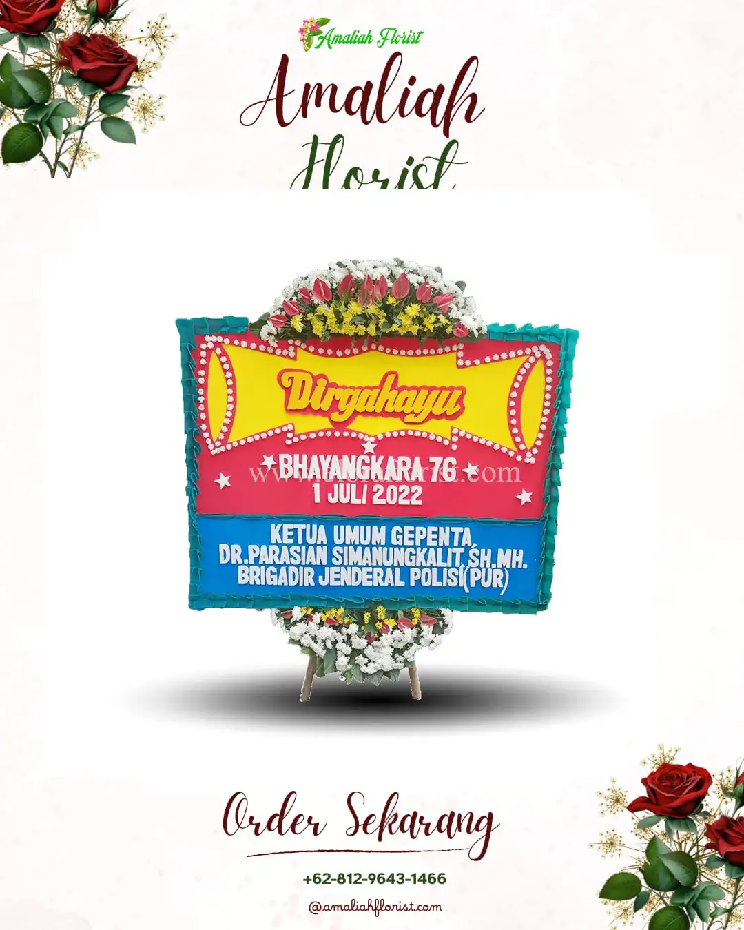 Papan Bunga HUT Ulang Tahun Jajar Tunggal